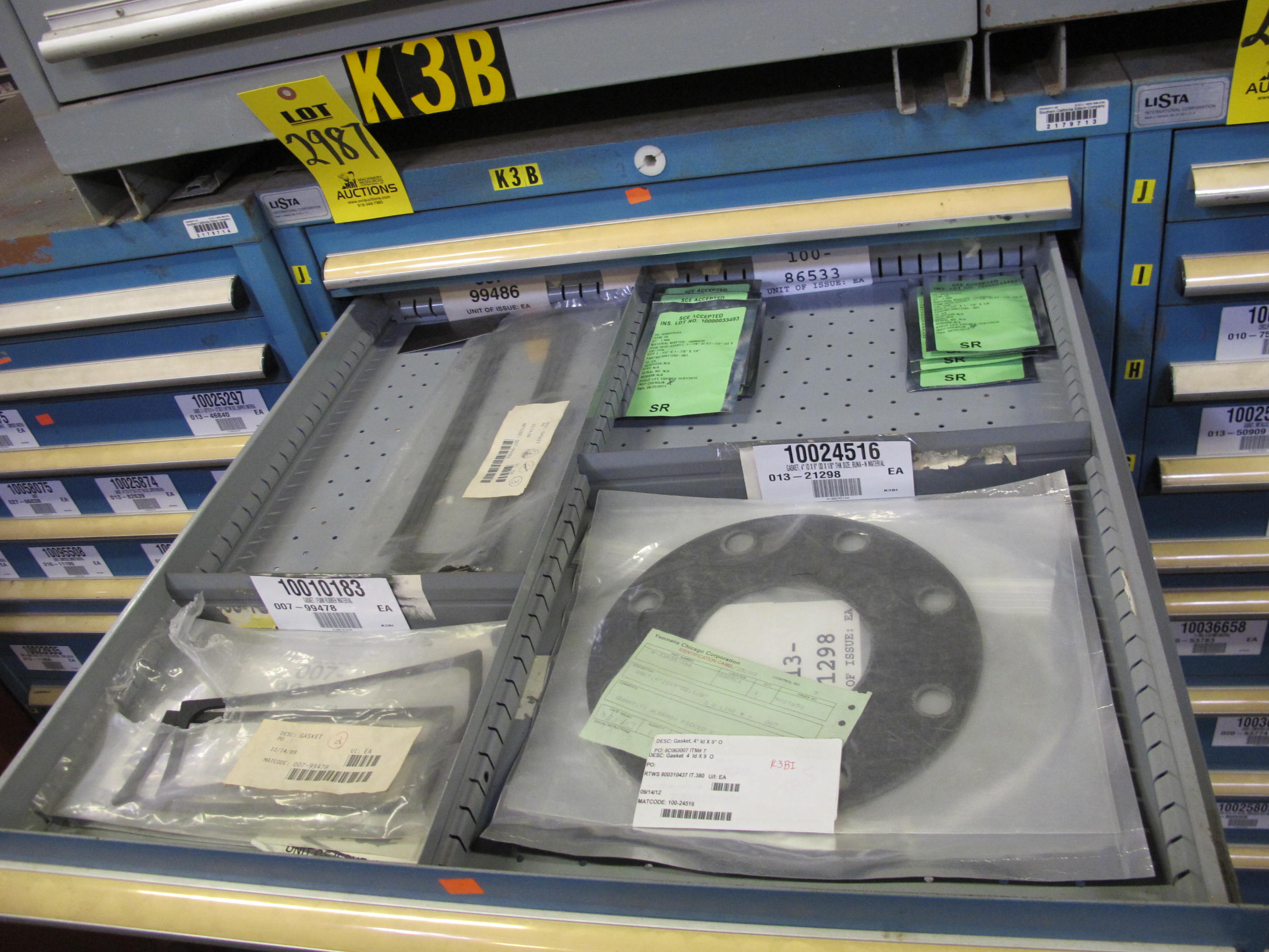 LISTA HEAVY DUTY 10-DRAWER PARTS CABINET W/ CONTENTS (W-50) LOADING & HANDLING FEE $25-